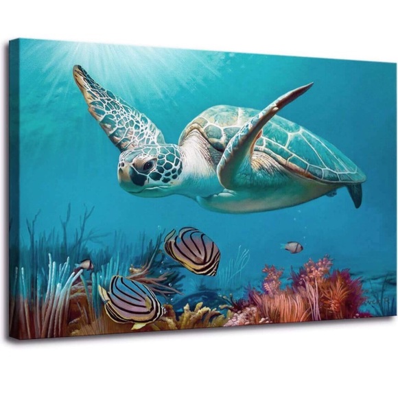 Wall Art Bathroom Decor Beach Decor Sea Turtle Art Blue Poshmark